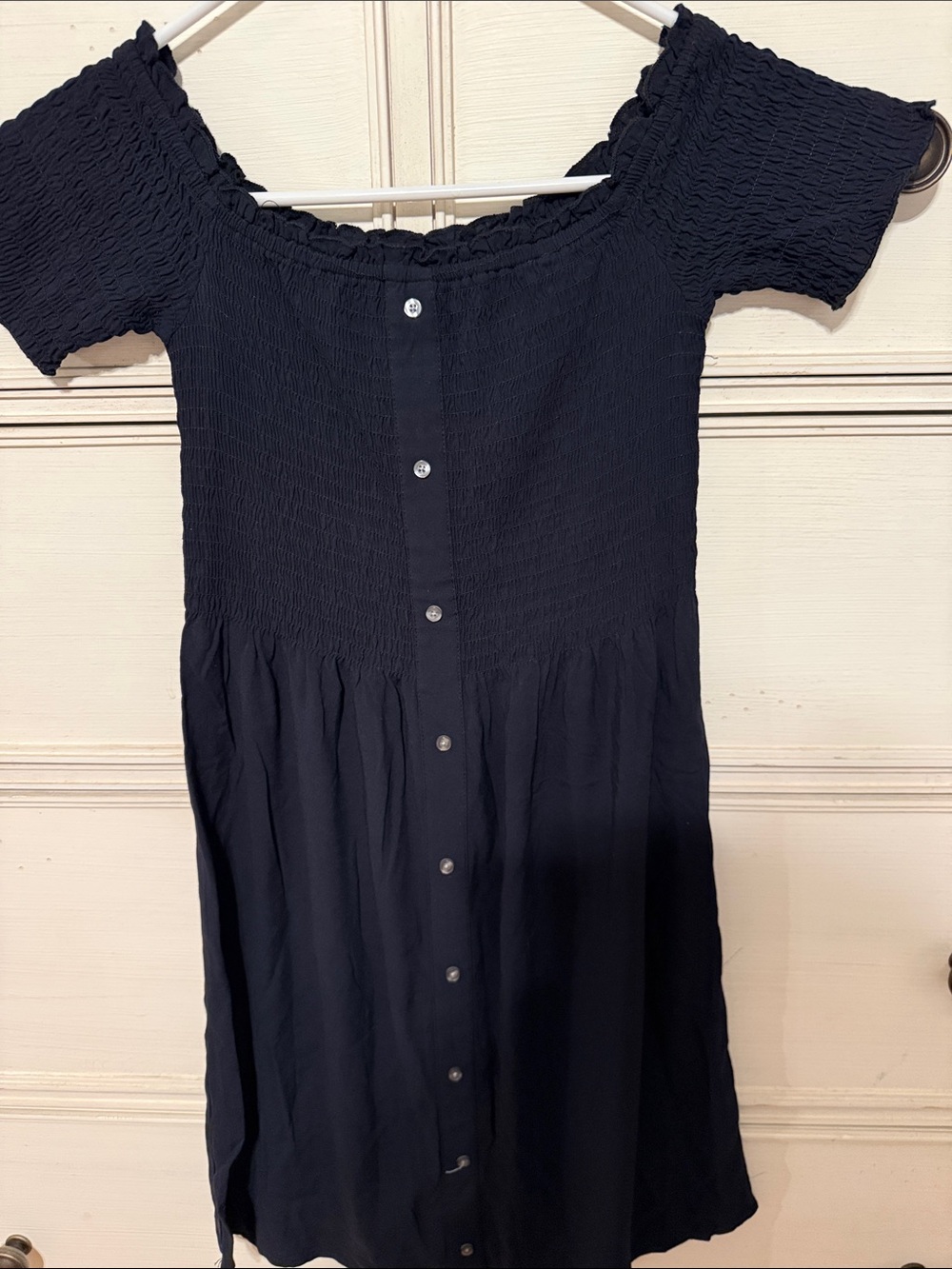Abercrombie & Fitch Black Button-Front Smocked Dress